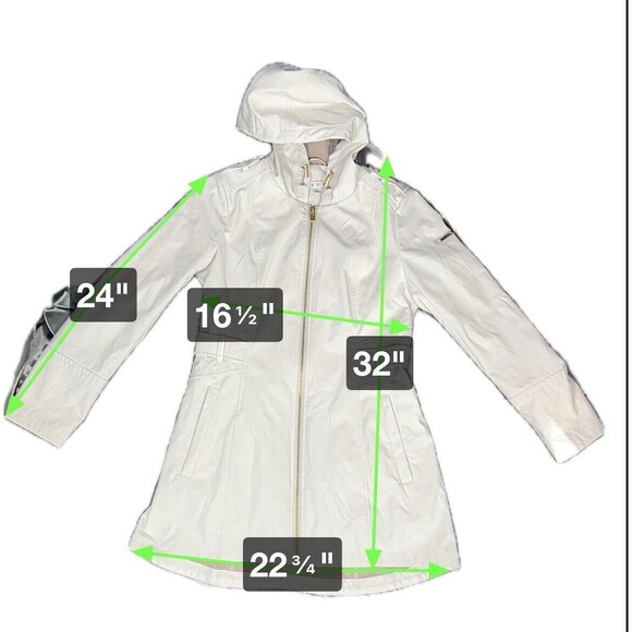 Via Spiga Womens Jacket Sz S Trench Water-Repellent Hooded Full Zip Snap Ivory - Picture 14 of 15